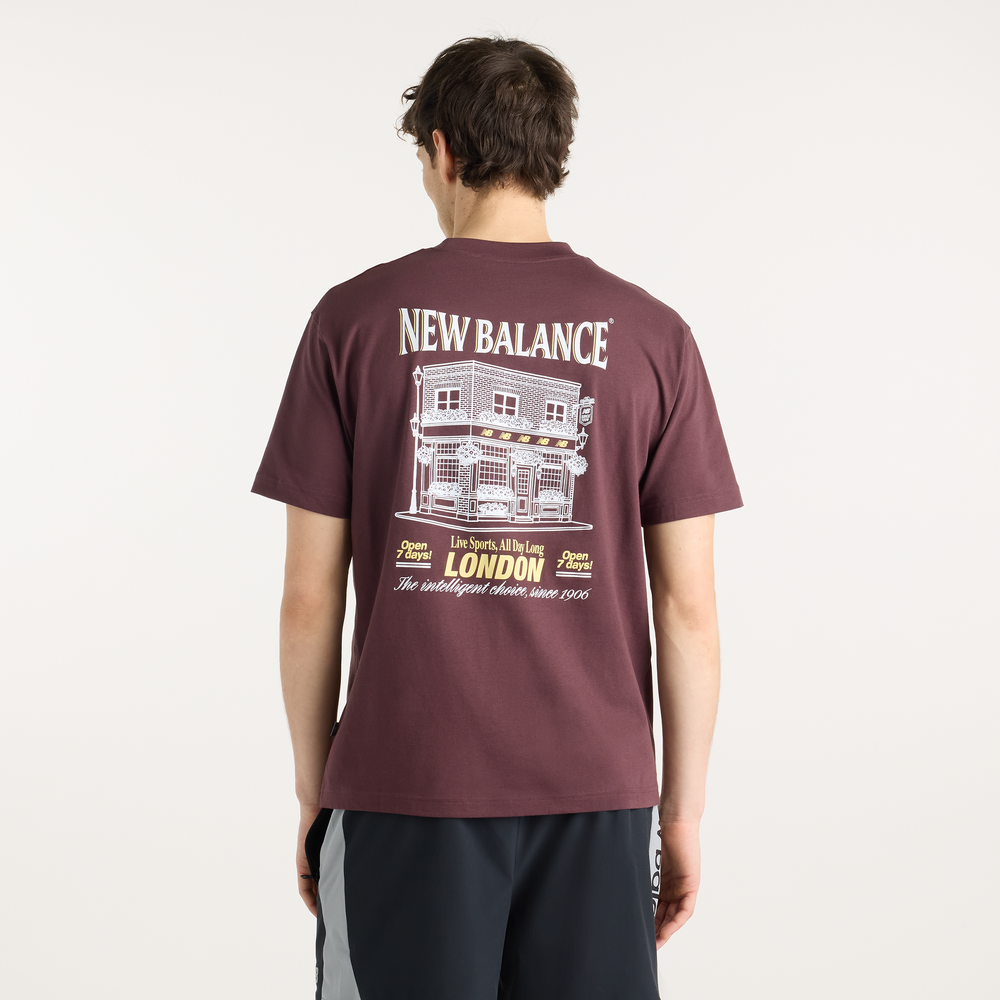 Koszulka męska New Balance Grab a Bite London T-Shirt – bordowa
