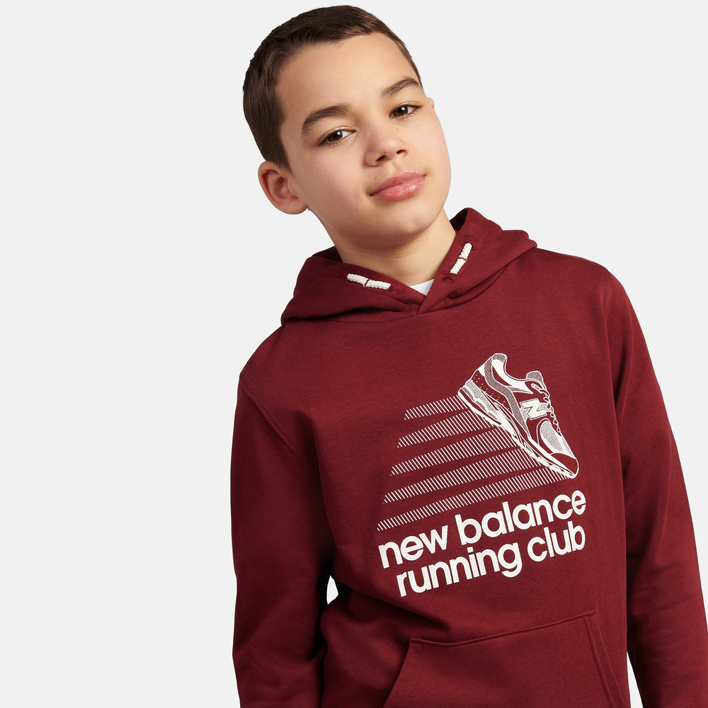 Bluza dziecięca New Balance LAKB0347MHB – bordowa