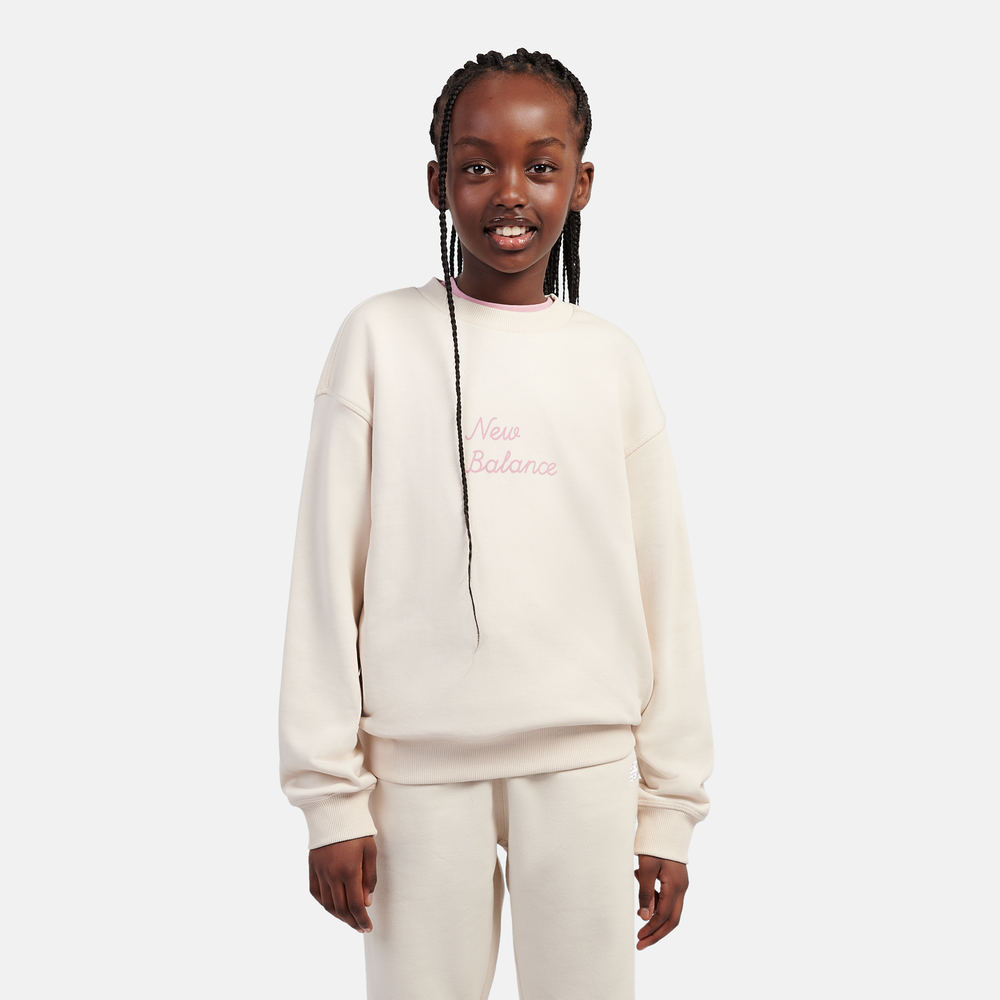 Bluza dziecięca New Balance LAKG0203BIS – beżowa