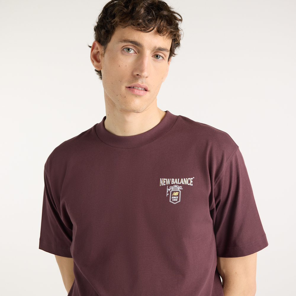 Koszulka męska New Balance Grab a Bite London T-Shirt – bordowa