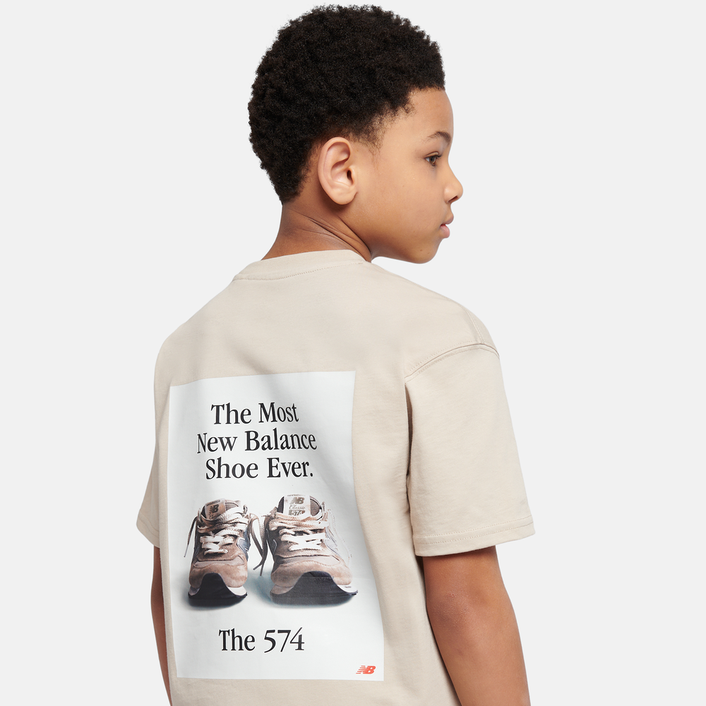 Koszulka dziecięca New Balance YT61A21ATWF – beżowa