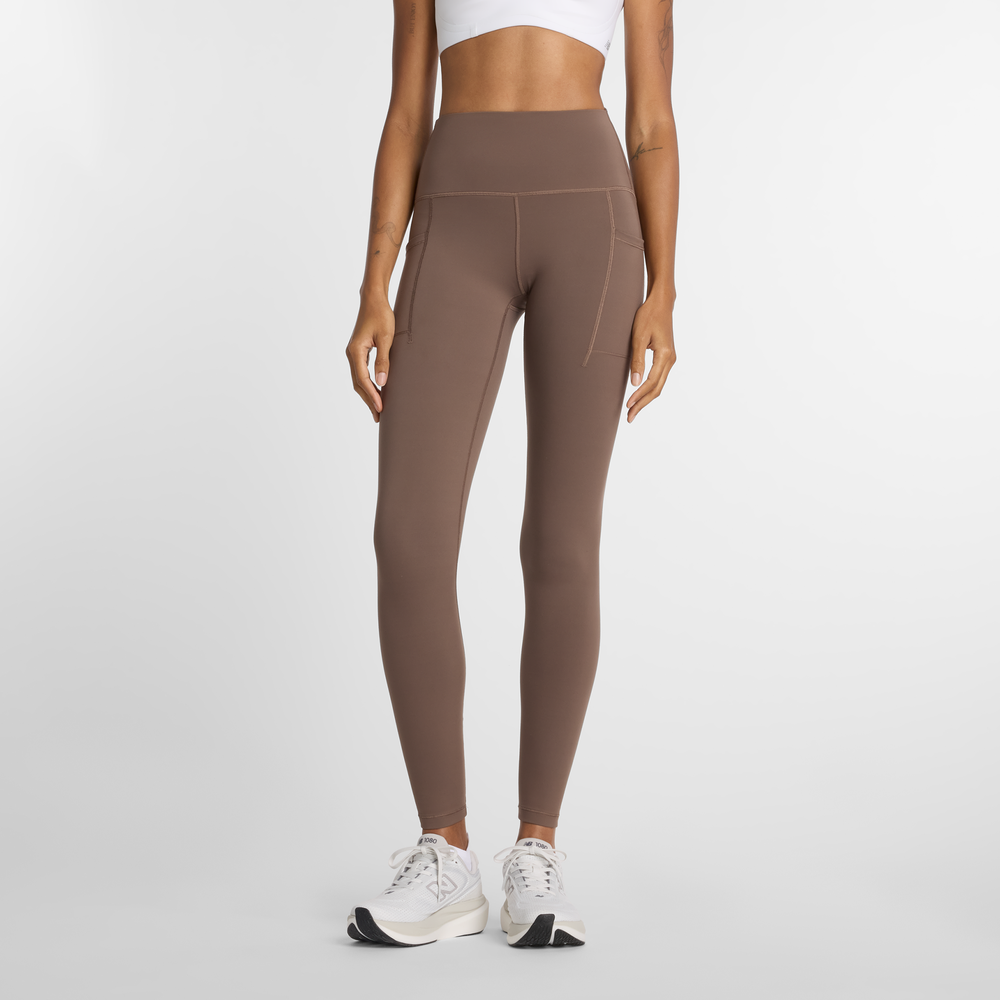 Legginsy damskie do biegania New Balance Sleek WP51275ABP – brązowe