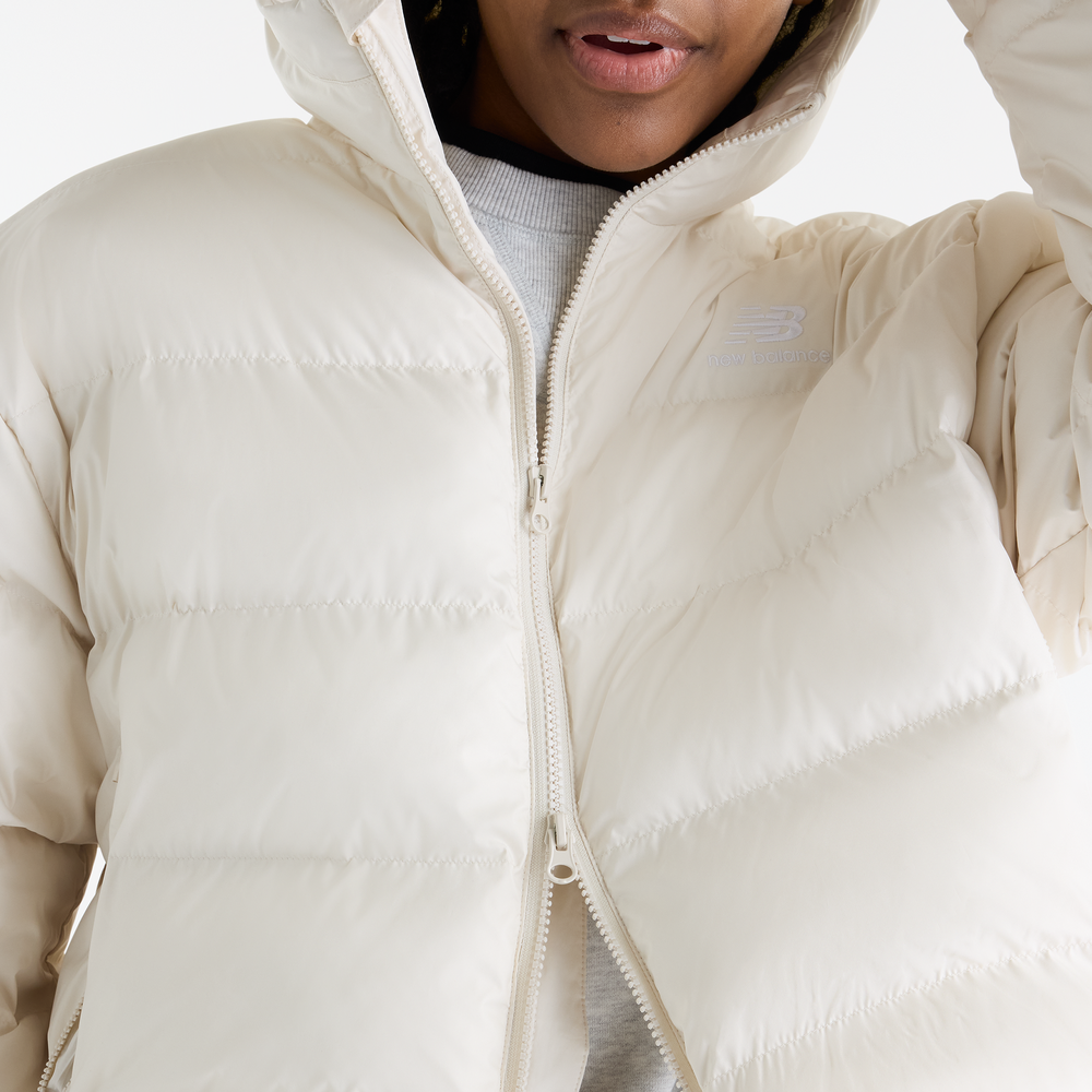 Kurtka damska New Balance Boston Puffer – beżowa