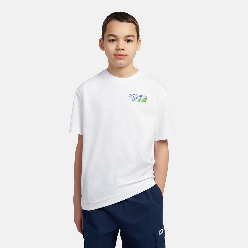 Koszulka dziecięca New Balance LAKB0295BWE – biała