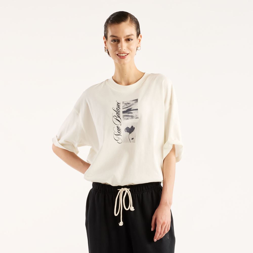 Koszulka damska New Balance WT62X7Z9SST – beżowa