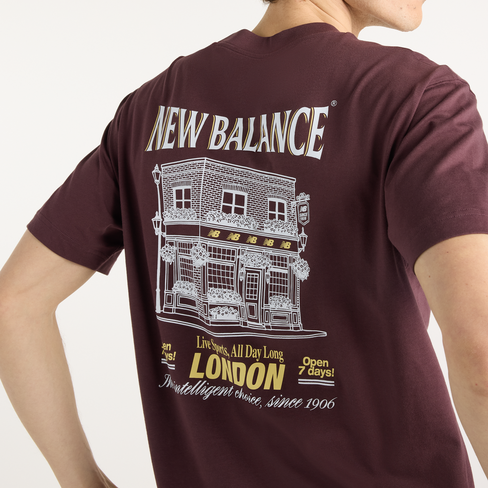 Koszulka męska New Balance Grab a Bite London T-Shirt – bordowa