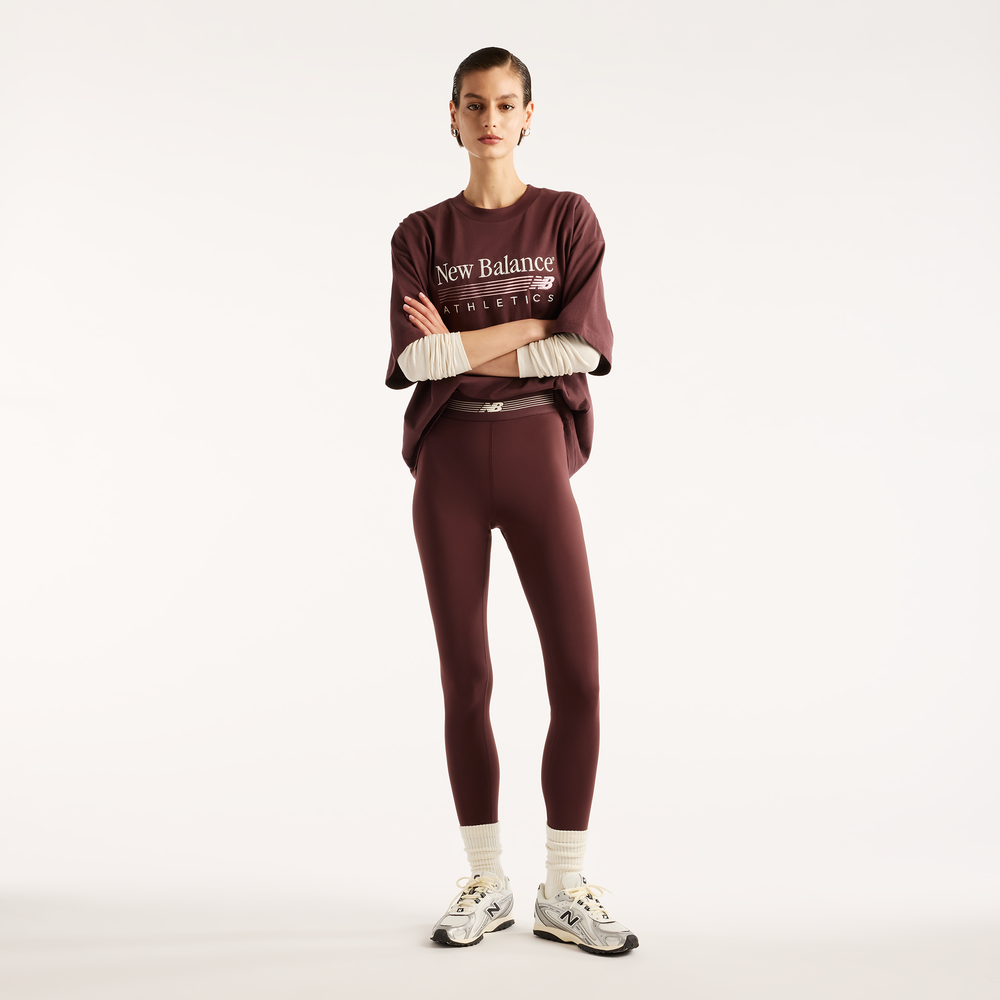 Legginsy damskie do treningu New Balance AC – bordowe