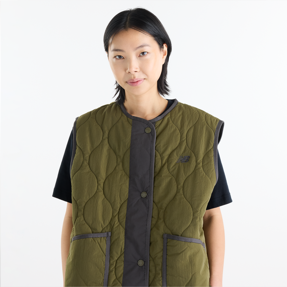 Bezrękawnik damski New Balance Quilted – beżowy