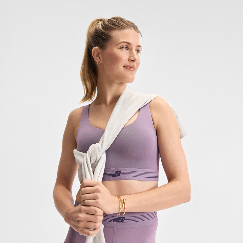 Legginsy damskie do treningu New Balance AC WB6160E1AA5 – fioletowe