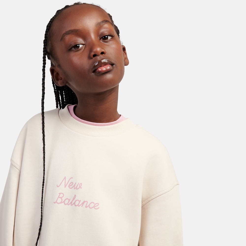 Bluza dziecięca New Balance LAKG0203BIS – beżowa