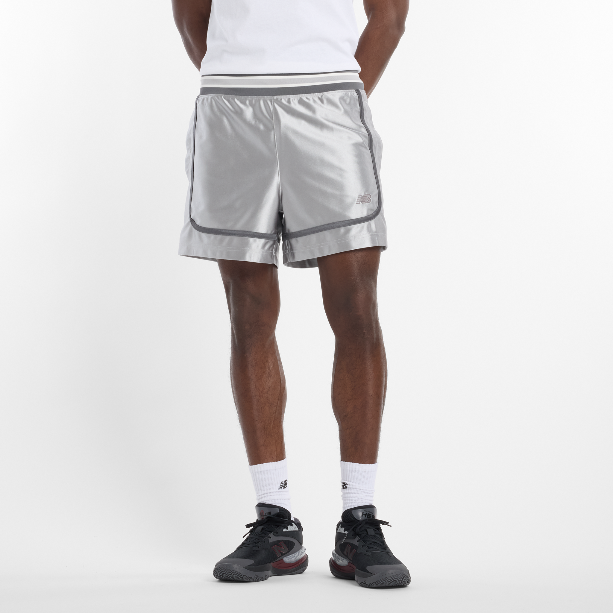 Spodenki męskie New Balance MS51608RCD – srebrne