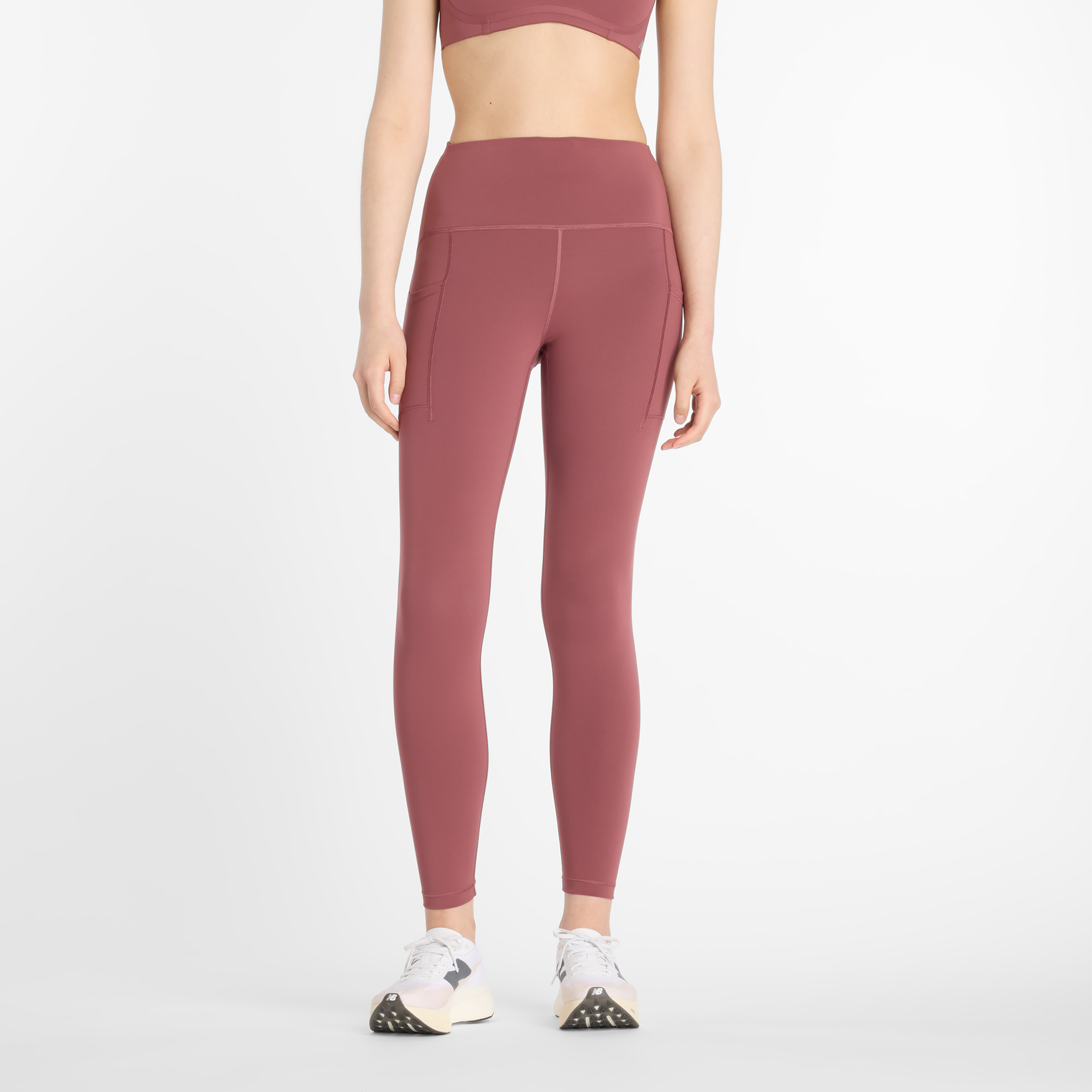 Legginsy damskie do biegania New Balance Sleek WP51268WAD – różowe