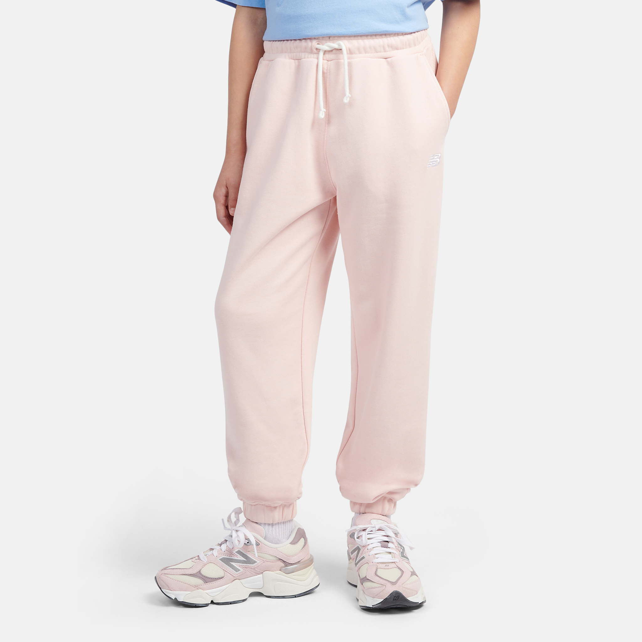 Spodnie dziecięce New Balance LAKG0058PIE – różowe