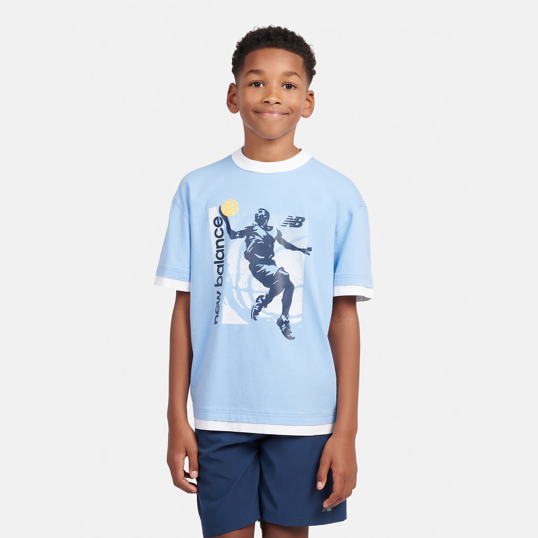 Koszulka dziecięca New Balance LAKB0155ELE – niebieska